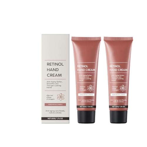 Retinol Anti-Aging Handcreme, Retinol Moisture Hand Cream für Nahrhafte Hand, Leichte Anti-Aging-Hand-Feuchtigkeitscreme für Handfalten, Aufhellung, Protect Skin (2PC, 100ml)