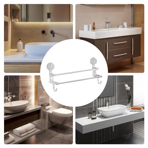 Porte-serviettes mural double barre inox à ventouses pour cabine de douche - 8