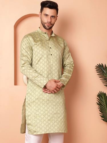Image of Jompers Silk Men's Regular Fit Woven Design Kurtas