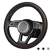 Auto Lenkradbezug Leder, Heavy Duty Lenkradhülle, Atmungsaktive Lenkradbezug Anti Rutsch, Universal Weich Lenkradhüllen für Autozubehör Innenraum 37-38cm / 15” (Schwarz Rot)