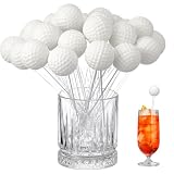 Honeydak 50 Pcs Golf Cocktail Stirrers Plastic Golf Ball Drink Stir Sticks Decorative Round Top Swizzle Sticks Straws Drink Stirrers For 70S 80S Club Sports Party Bar Coffee Shop