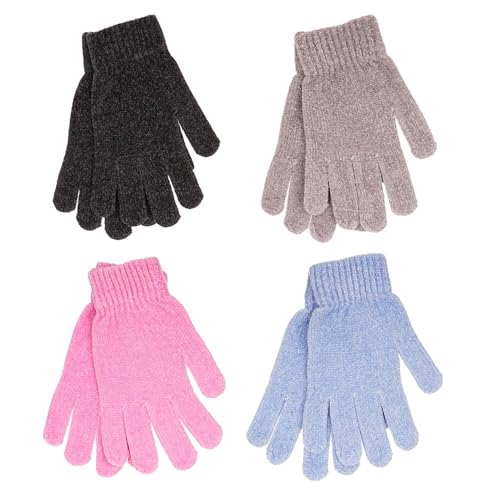 Guantes térmicos de mujer para evitar manos frías pack de 4 de chenilla elástica de invierno