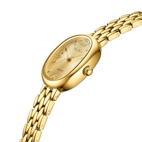 Elegant Vintage Oval Gold Women's Watch - Waterproof Japanese Quartz Timepiece with Adjustable Strap - Image 3