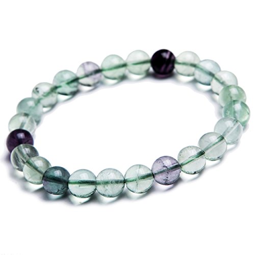 Bracelet quartz fluorite 8mm extensible : fini les fermoirs difficiles avec ce cristal naturel