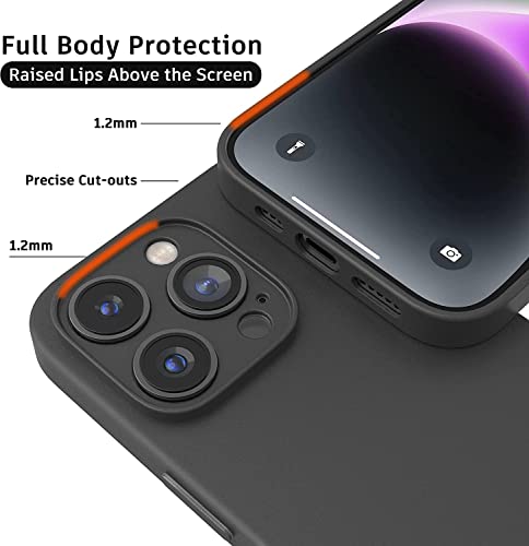 Image of Elzzi Microfiber Square Candy Case Compatible for iPhone 14 PRO MAX, Shockproof Slim Back Cover Gel Rubber Liquid Silicone Case - Black