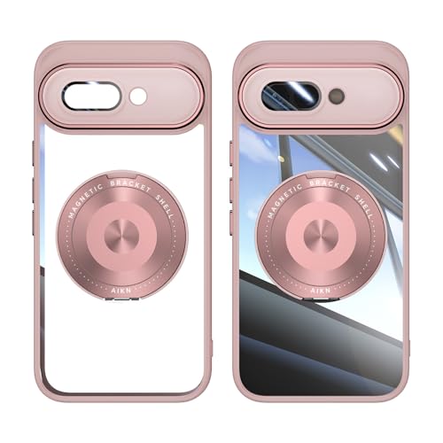 CYBERGARAGE�EFor Pixel10a �P�[�X �N���A �ϏՌ� �J�o�[ �w�ʓ��� ���b�L ��̌^�����O�t�� �X�^���h�@�\ TPU+�A�N���� �X�g���b�v�� For �O�[�O�� �s�N�Z��10a(�N���A�s���N)