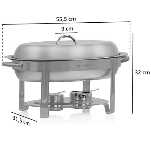 Mahlzeit Edelstahl Chafing Dish oval 5 Liter | Speisenwärmer rund, Wärmebehälter, Warmhaltebehälter Essen, Buffetwärmer | Bain Marie Rechaud, Chafing Dishes für Buffet Catering und Party – Bild 3