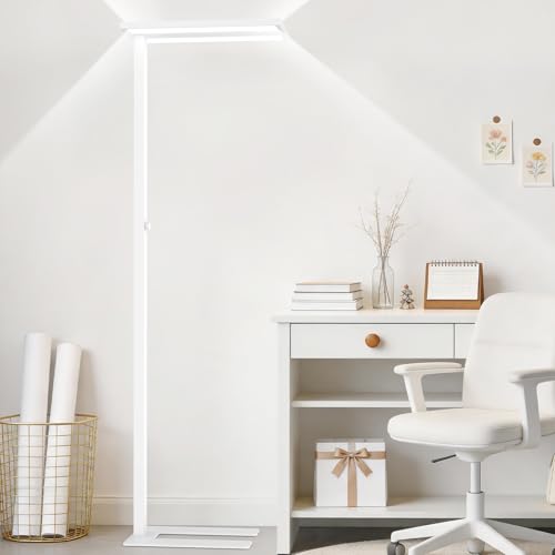 STERREN 76' Led Floor Lamp, 80W Eye-Care Free-Standing Lamp, White