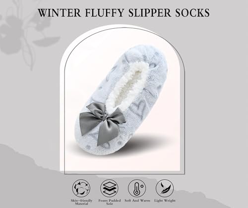 Image of Keyela Women Cozy Warm Slipper Socks, Non Slip Gripper Indoor House Socks | Soft warm cozy fabric, gripper anti-slip bottom for bedroom, lounge and all indoor daily use