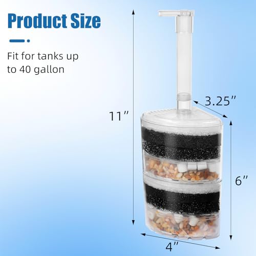 Image of AQUANEAT Sponge Filter, Aquarium Air Driven Corner Filter Sponge for Fry Shrimp Nano Fish Tank