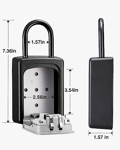 Image of Puroma Large Key Lock Box - Resettable Combination Code, Portable Wall Mount, Waterproof Security Safe for Outside, Outdoor Home, Office Door Handle, House Key - Gray (4 Pack)