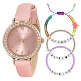 Tikkers ATK1092-SET - Set di orologio e braccialetto dell'amicizia con perline e cinturino rosa in oro rosa