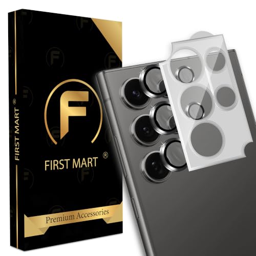 Image of FIRST MART Camera Lens Protector for Samsung Galaxy S24 Ultra | Black AR+AF Camera Rings with Auto-Align Frame, 9H Tempered Glass, Scratch Resistant, Case-Friendly | Pack of 1