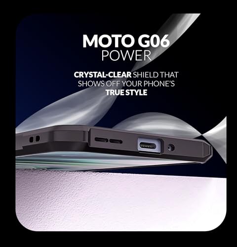 Image of Back Cover Case + Screen Protector for Motorola Moto G06 Power, Dual-Layer Hybrid Protection, 9H Tempered Glass Screen Guard, Transparent & Black