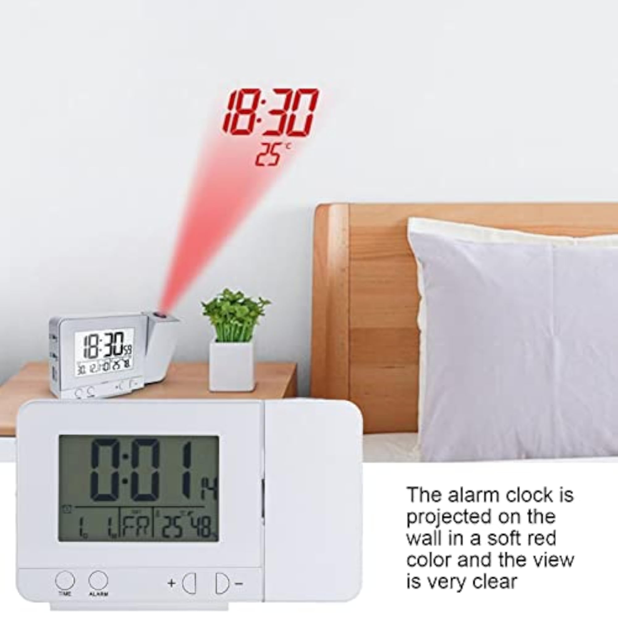Projection Alarm Clock, Multifunctional for Bedroom