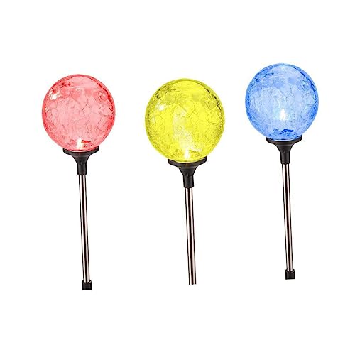 LIFKOME Lampes Solaires Led De Pelouse Colorées En Verre, Étanches Piquet De Fixation, Éclairage Paysage Pour Jardin Extérieur, Lot De 4, Utilisation Autonome Par Énergie Solaire