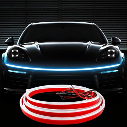Car Hood Light Strip,Dynamic Car LED Strip Light,70 Inches Car LED Strip Light,Exterior Flexible Daytime Running Light Strip for Cars,Truck,SUV(Ice Blue)