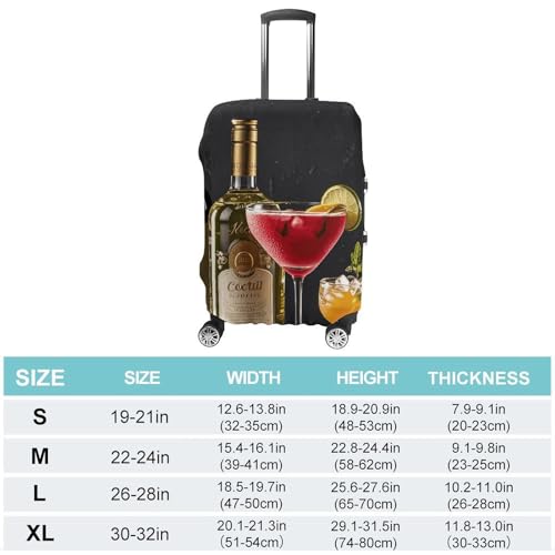 Cocktail Glasses And Wine Bottles Luggage Cover, Washable Elastic Suitcase Cover Protector Fit 18-32 Inch Luggage2