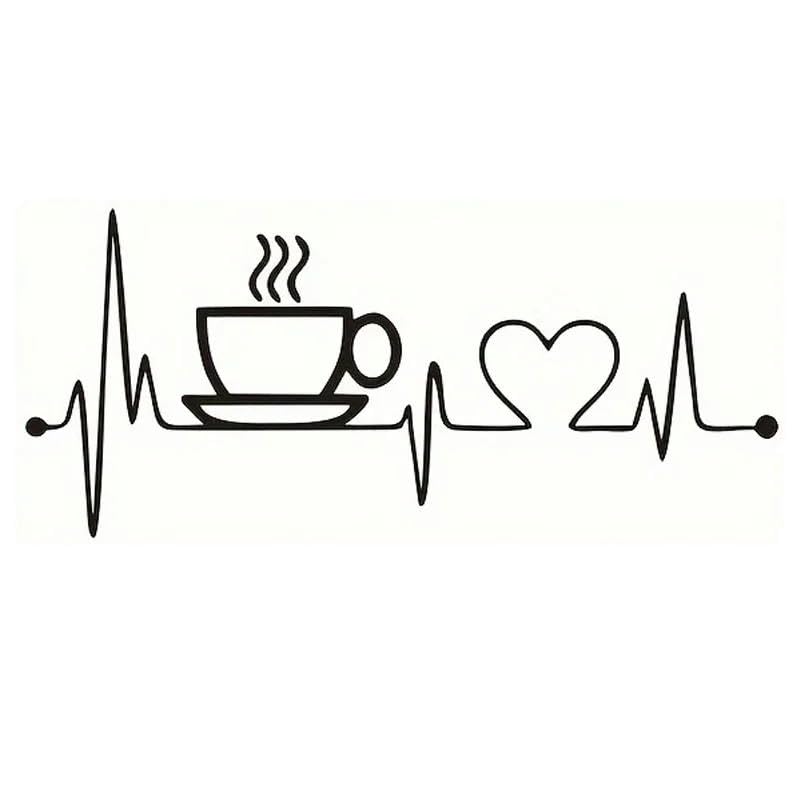 Autocollant mural battement de cœur tasse de café pour exprimer votre passion de l'expresso
