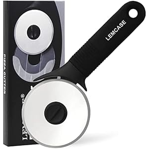 LEMCASE Pizzasnijder – Pizzaroller, Pizzawiel – Pizzasnijder Gemaakt van Roestvrijstalen Wielen en Siliconen Handvat | Zwart