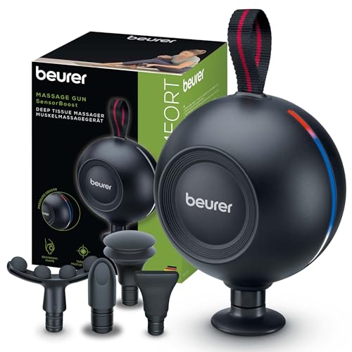 Beurer MG 101 SensorBoost - Pistola per Massaggio Muscolare Ergonomica e Compatta, massaggio silenzioso e potente per il relax e la rigenerazione muscolare, sensore intelligente di intensità