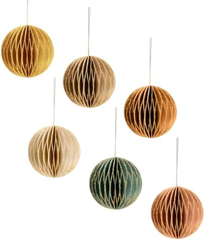 NICROLANDEE Christmas Hanging Decorations, 6 PCS Nature Round Gli...