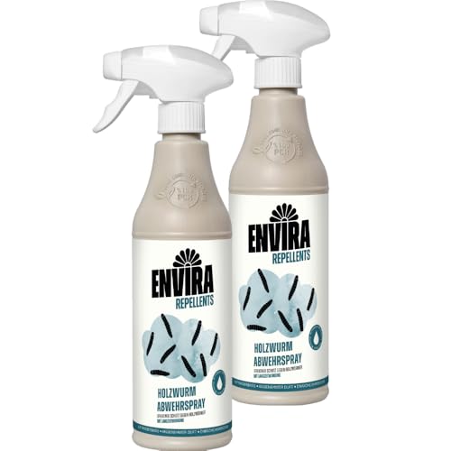 Envira Holzwurm Abwehrspray 2 x 500 ml - Spray mit Langzeitwirkung gegen Holzbock & Holzwurm - Mittel gegen Holzwürmer für innen - Effektives Holzwurmmittel & Holzwurmschutz
