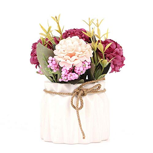 Reviews y listado de Macetas con flores artificiales disponible en línea para comprar. 34 Hisow - Hortensias falsas con maceta, mini hortensias artificiales en jarrón de cerámica para decoración de computadora de oficina (blanco)