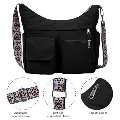 2PCS Nylon Crossbody Bag Set – Waterproof, Lightweight Shoulder Bags with Multiple Pockets for Travel, Work, Daily Use4