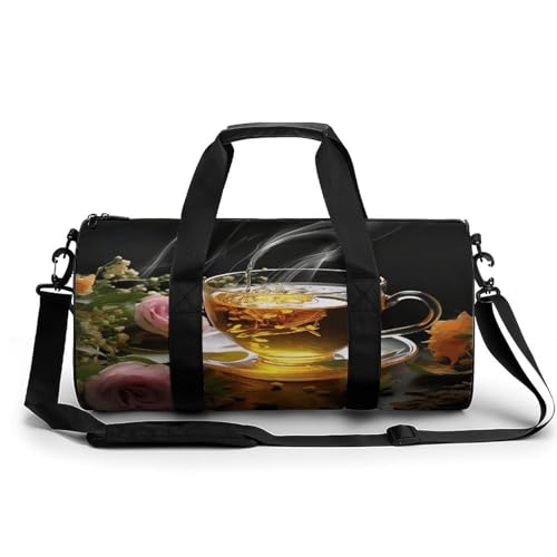 Cylindrical Gym Bag,Cup of Tea Sports Gym Bag,Workout Bags,travel Weekender Bag,Duffle Travel Bag for Men Women