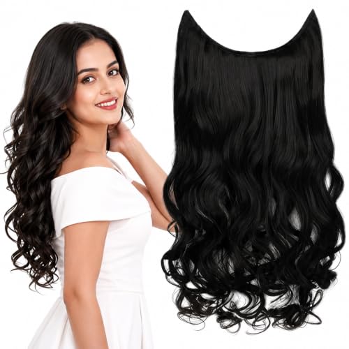 Image of Women Hair Extension Long Curly Black 18 To 20 Inches Hairpiece With 5 BB Clip /Hair Extension for Women Party /Halloween /Christmas