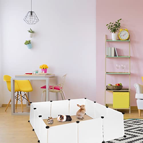 Relaxdays Freilaufgehege Kunststoff, DIY Freigehege, Erweiterbarer Auslauf für Kleintiere, HBT 92 x 110 x 110 cm, weiß