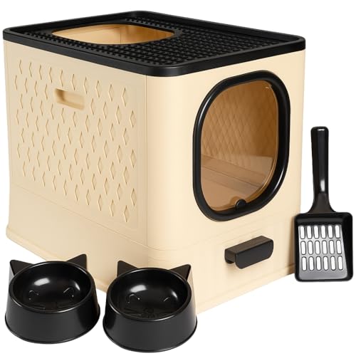 Caixa De Areia Para Gatos Fechada Furba Grande Sandbox Luxo Grande Premium (Bege)