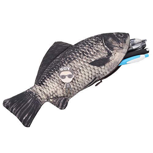 winrase 3d Carp fish-like cremallera bolsa creativa pluma lápiz caso maquillaje Caso/Bolsa