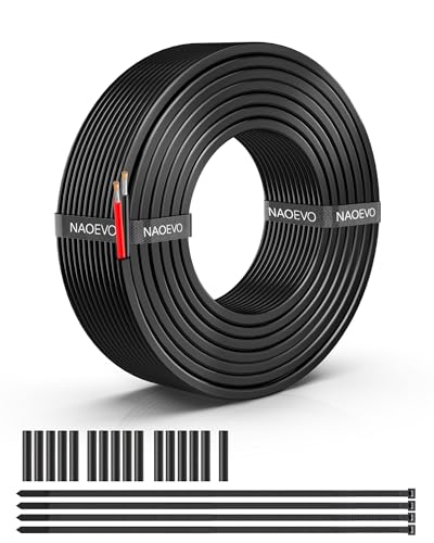 NAOEVO 16 Gauge Wire 2 Conductor Electrical Wire, 16 AWG Stranded PVC Cord, 12V Low Voltage/Tinned Copper/Flexible Cable for Automotive Wiring, Lamp Cord, Marine Cable (30FT)