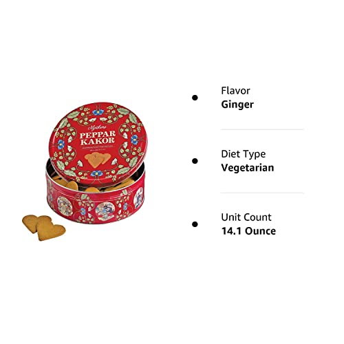 Nyakers Swedish Ginger Cookies - Sweet And Spicy Heart-Shaped Gingersnaps - Swedish Style Cookies - Delicious Cookies On The Go - Red Tin 14.11Oz #TOP6