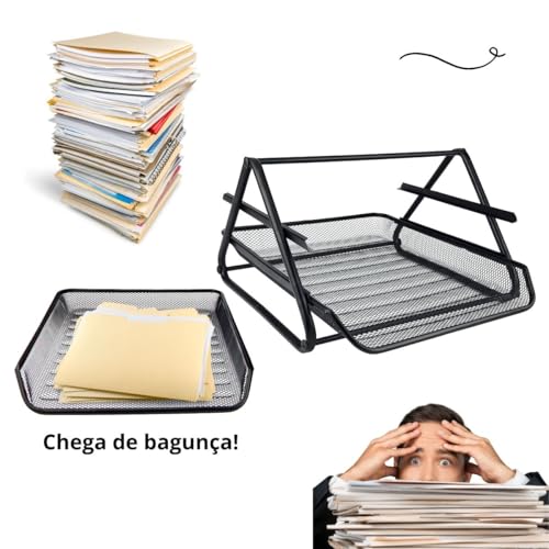 Markys Store - Bandeja Organizadora Dupla de Papel Documentos A4 para Mesa de Escritório - Kit 8un
