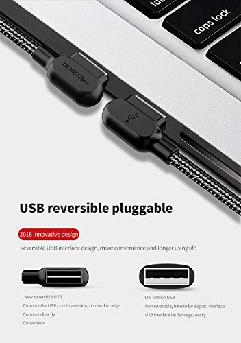 Mcdodo Usb 90 Degree Right Angle Elbow Design Game Ledcable Nylon Braided Sync Chargedouble Size Usb Data 6Ft/1.8M Cable Compatible With New Iphone/Ipad Pro/Air,Ipad Mini,Ipod (Black 6Ft (Iphone)) #TOP2