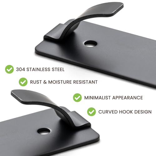 Image of TAILI Hooks for Hanging 10 Metal Sticky Hooks and 14 Adhesive Strips Black | Stainless Steel Hooks for Painted Wall, No Damage Small Adhesive Hooks, Removable & Reusable for Kitchen, Home Storage