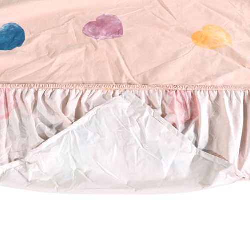 Image of RD TREND Waterproof Elastic Fitted Bedsheet, Single Size 72x48x8 Inch, with 1 Waterproof Pillow Covers 18x28 Inch, Washable, Wrinkle Resistant Pink Multi Heart