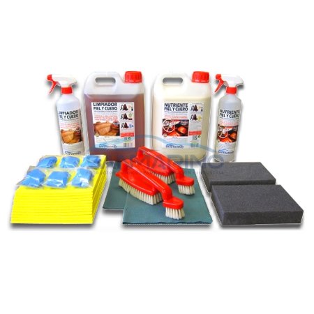 LIMPIARCOCHE.COM SANMARINO Kit Profesional Limpieza TAPICERÍAS Piel Y Cuero 5 L. + COMPLEMENTOS