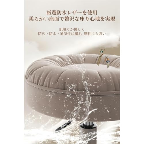 Zxyler オフィススツール／サロンチェア ラウンド型 高さ調節可能な昇降椅子 コンパクト小型 キャスター付き 360度回転 ｜ビューティー＆スタイリッシュ 化粧椅子 (オレンジ) [5]