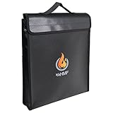 HMF 44148 Feuerfeste Dokumententasche mit Reißverschluss | DIN A4 | 38 x 28 x 6,5 cm | Schwarz