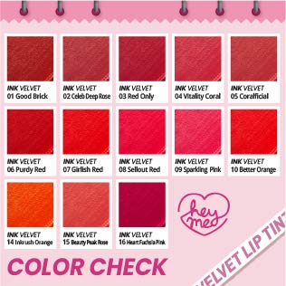 Peripera Ink The Velvet Lip Tint | High Pigment Color, Longwear, Weightless, Not Animal Tested, Gluten-Free, Paraben-Free | #001 Good Brick, 0.14 Fl Oz #TOP4