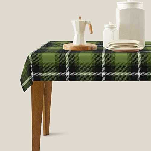 St. Patrick's Day Plaid Green Tablecloth, Washable Polyester Table Cover For Dining Room Kitchen Party Winter Saint Patrick's Decoration 60"X108" Oblong #TOP4