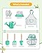 Grenebo Kids Gardening Set Toys,Includes Metal Trowel,Transplanting Shovel,Garden hat,Rake,Apron,Gloves,Watering Can,and Tool Organizer Bag (Lake Green)