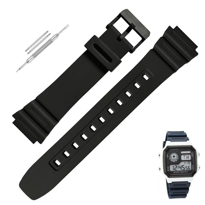 LineOn Soft Silicone Resin Watch Strap (Black) Compatible With Sonata Hexa 2 Digital Watch with Tools and Pins (Include) (B0CTQYWW8V) Amazon Price History, Amazon Price Tracker