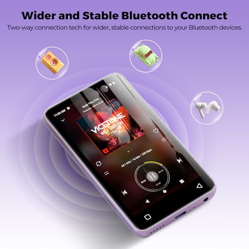Image of 160GB MP3 Player with Bluetooth and WiFi, innioasis Music Player with Spotify,Pandora,Amazon Music,4 inch Touch Screen Android MP4 MP3 Player for Kids with Libby,Audible,Spotify Kids (Purple)