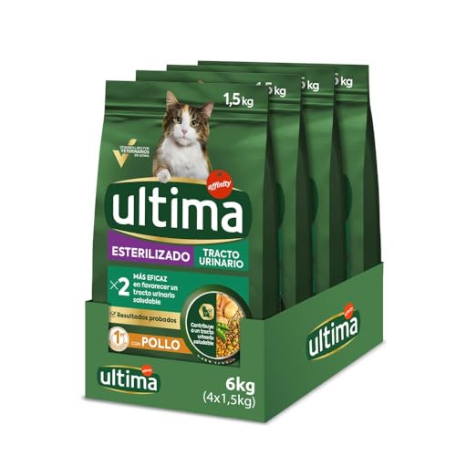 Ultima Esterilizado Tracto Urinario Pollo, Comida seca para gatos, Pack de 4 x 1,5kg, Total 6kg