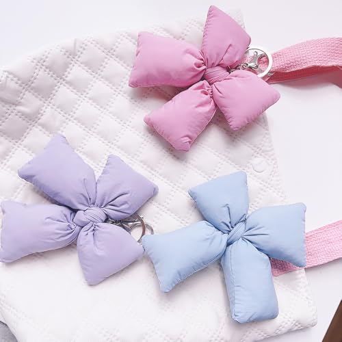 Image of Pink Bow Keychain Bag Charms Y2K Bowknot Plaid Keychains Coquette Aesthetic Purse Handbag Backpacks Charms (Pink 2)